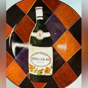 Vintage Guy Buffet Chateau de Bordeaux Wine Plates Set/ 6 Santa Barbara Ceramic